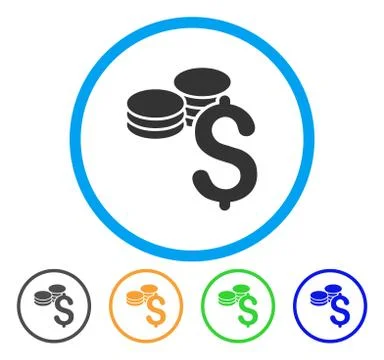 Dollar Coins Rounded Icon Stock Illustration
