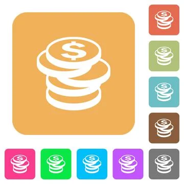 Dollar coins rounded square flat icons Illustrazione stock