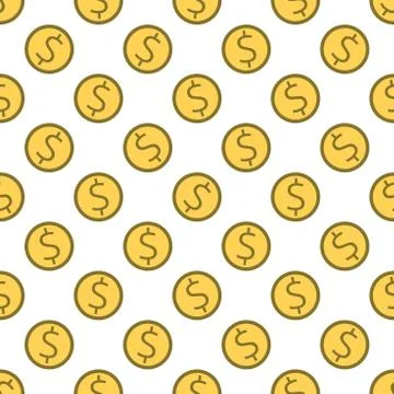 Dollar coins seamless pattern Stock Illustration