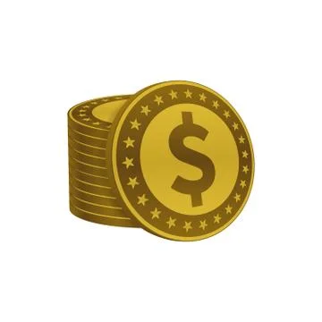 Dollar coins stack, currency symbols Stock Illustration