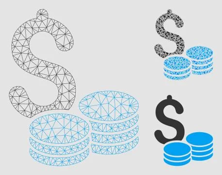 Dollar Coins Vector Mesh Network Model and Triangle Mosaic Icon Stockillustratie