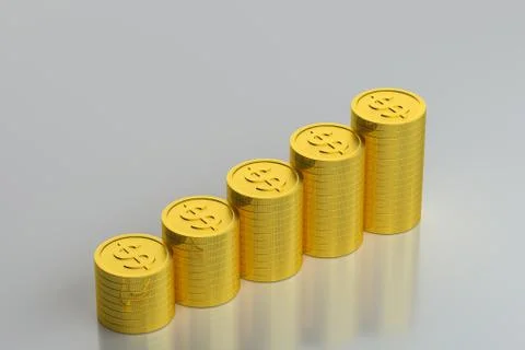 The dollar coins with white background, 3d rendering. Stock Illustration