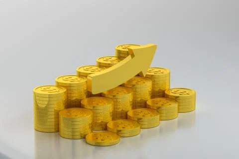 The dollar coins with white background, 3d rendering. Illustrazione stock