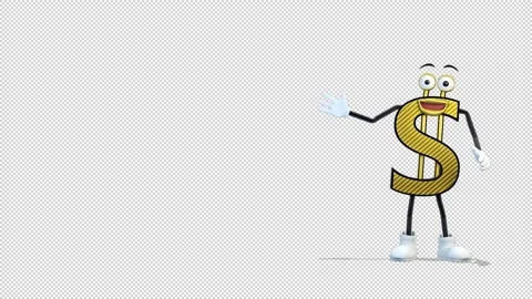 Dollar comes out from the right side of the screen and greeting Video Loop a 库存影片 163286982