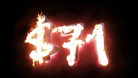 Dollar count down fire animation Stock Footage 146214914