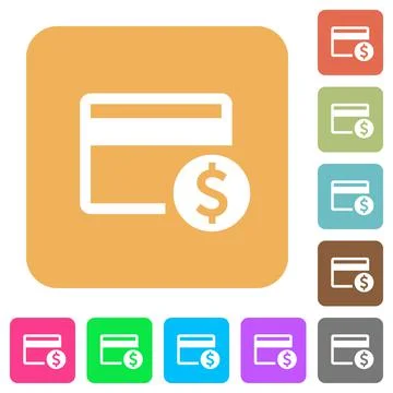 Dollar credit card rounded square flat icons Stock Illustration