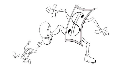 Dollar crushes running ruble Stock Illustration