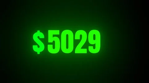 Dollar Currency 1 To 10000 Countup Glowing Shaking Effect Video Stock Footage 326669273