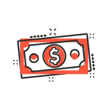 Dollar currency banknote icon in comic style. Dollar cash vector cartoon illu Stock Illustration