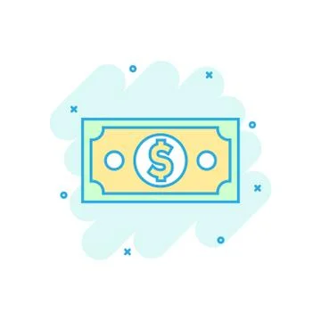 Dollar currency banknote icon in comic style. Dollar cash vector cartoon illu Stock Illustration