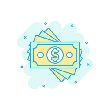 Dollar currency banknote icon in comic style. Dollar cash vector cartoon illu Illustrazione stock
