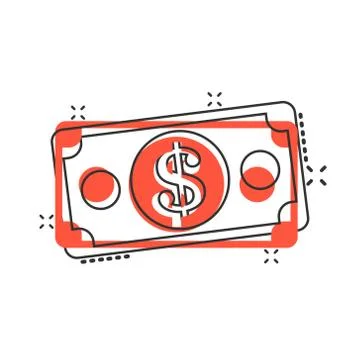Dollar currency banknote icon in comic style. Dollar cash vector cartoon illu Illustrazione stock