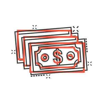 Dollar currency banknote icon in comic style. Dollar cash cartoon vector illu 스톡 일러스트