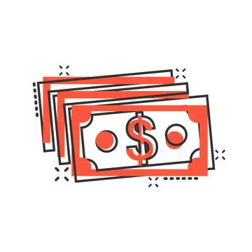 Dollar currency banknote icon in comic style. Dollar cash cartoon vector illu Stock Illustration