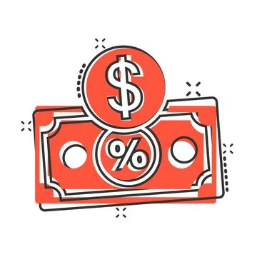 Dollar currency banknote icon in comic style. Dollar cash discount cartoon ve Stock Illustration