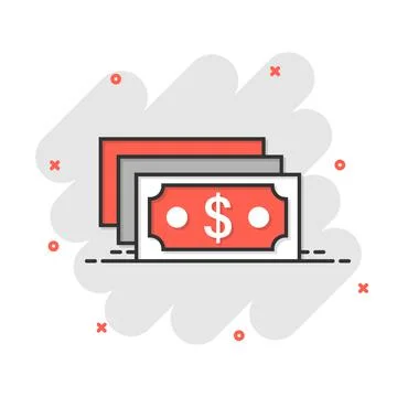 Dollar currency banknote icon in comic style. Dollar cash cartoon vector illu Illustrazione stock