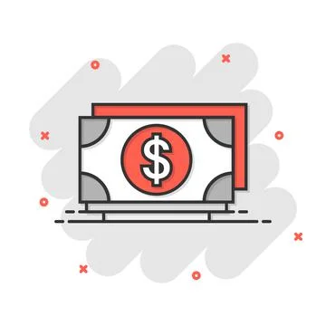 Dollar currency banknote icon in comic style. Dollar cash cartoon vector illu Stock Illustration