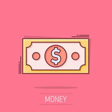 Dollar currency banknote icon in comic style. Dollar cash vector cartoon il.. Stock Illustration