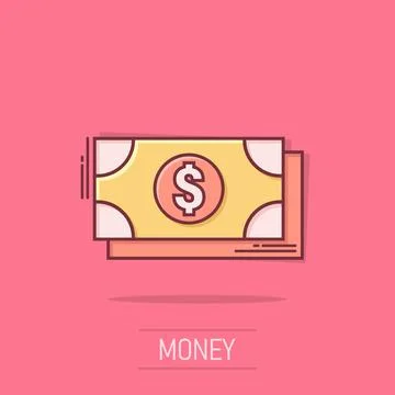 Dollar currency banknote icon in comic style. Dollar cash cartoon vector il.. Stock Illustration