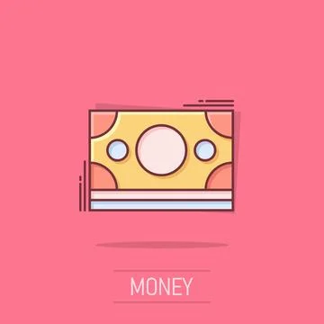 Dollar currency banknote icon in comic style. Dollar cash cartoon vector il.. Stock Illustration