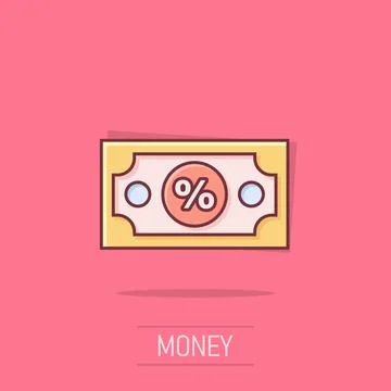 Dollar currency banknote icon in comic style. Dollar cash discount cartoon .. Stock Illustration