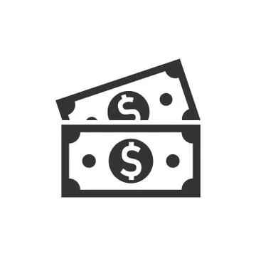Dollar currency banknote icon in flat style. Dollar cash vector illustration  Stock Illustration