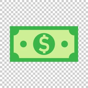Dollar currency banknote icon in flat style. Dollar cash vector illustration  Stock Illustration