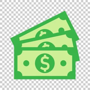 Dollar currency banknote icon in flat style. Dollar cash vector illustration  Stock Illustration
