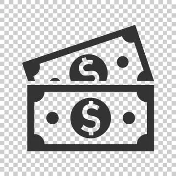 Dollar currency banknote icon in flat style. Dollar cash vector illustration  Stock Illustration
