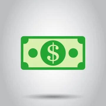 Dollar currency banknote icon in flat style. Dollar cash vector illustration  Stock Illustration