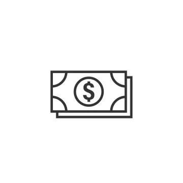 Dollar currency banknote icon in flat style. Dollar cash vector illustration  Stock Illustration