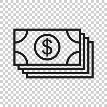 Dollar currency banknote icon in flat style. Dollar cash vector illustration  Stock Illustration