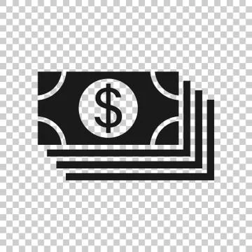 Dollar currency banknote icon in flat style. Dollar cash vector illustration  Stock Illustration