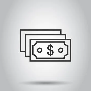 Dollar currency banknote icon in flat style. Dollar cash vector illustration  Stock Illustration