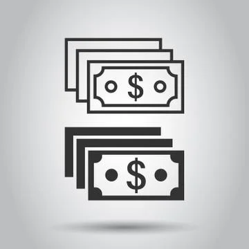 Dollar currency banknote icon in flat style. Dollar cash vector illustration  Stock Illustration
