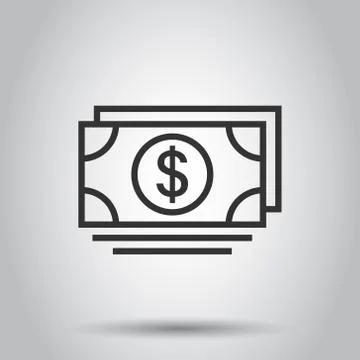 Dollar currency banknote icon in flat style. Dollar cash vector illustration  Stock Illustration