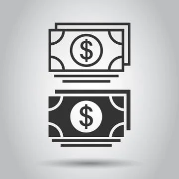 Dollar currency banknote icon in flat style. Dollar cash vector illustration  Stock Illustration