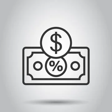 Dollar currency banknote icon in flat style. Dollar cash discount vector illu Stock Illustration