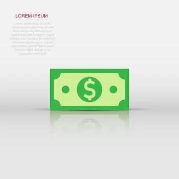 Dollar currency banknote icon in flat style. Dollar cash vector illustratio.. Stock Illustration