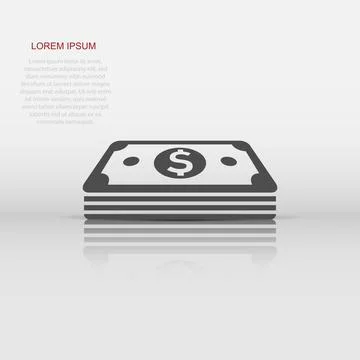 Dollar currency banknote icon in flat style. Dollar cash vector illustratio.. Stock Illustration