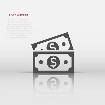Dollar currency banknote icon in flat style. Dollar cash vector illustratio.. Illustrazione stock