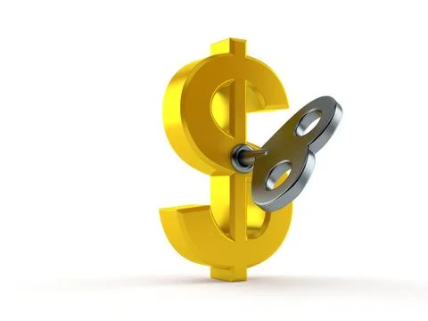Dollar currency with clockwork key Stock Illustration