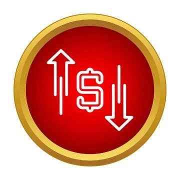 Dollar currency exchange rate up down arrows icon Stock Illustration