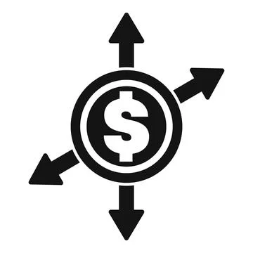 Dollar currency fluctuating up and down with arrows icon Stock Illustration