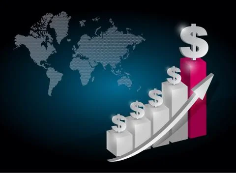 Dollar currency graph chart illustration Stock Illustration
