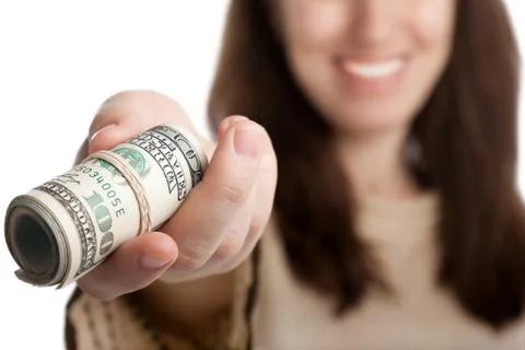 Dollar currency in hand Stock Photos