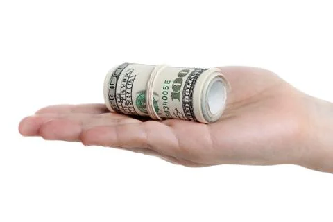Dollar currency in hand Stock-Fotos