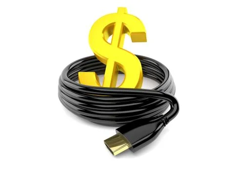 Dollar currency with hdmi cable Stock Illustration
