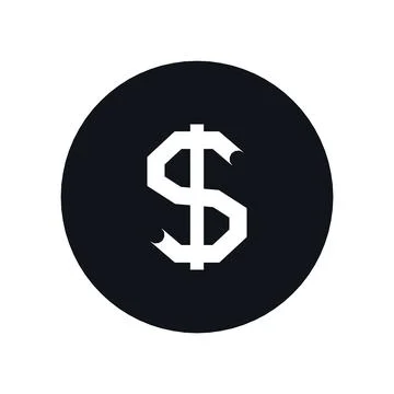 Dollar Currency Icon Black Circle Button Business Finance Symbol Vector Stock Illustration