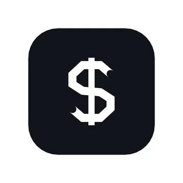 Dollar Currency Icon Black Rounded Square Button Business Finance Symbol Vector Stock Illustration